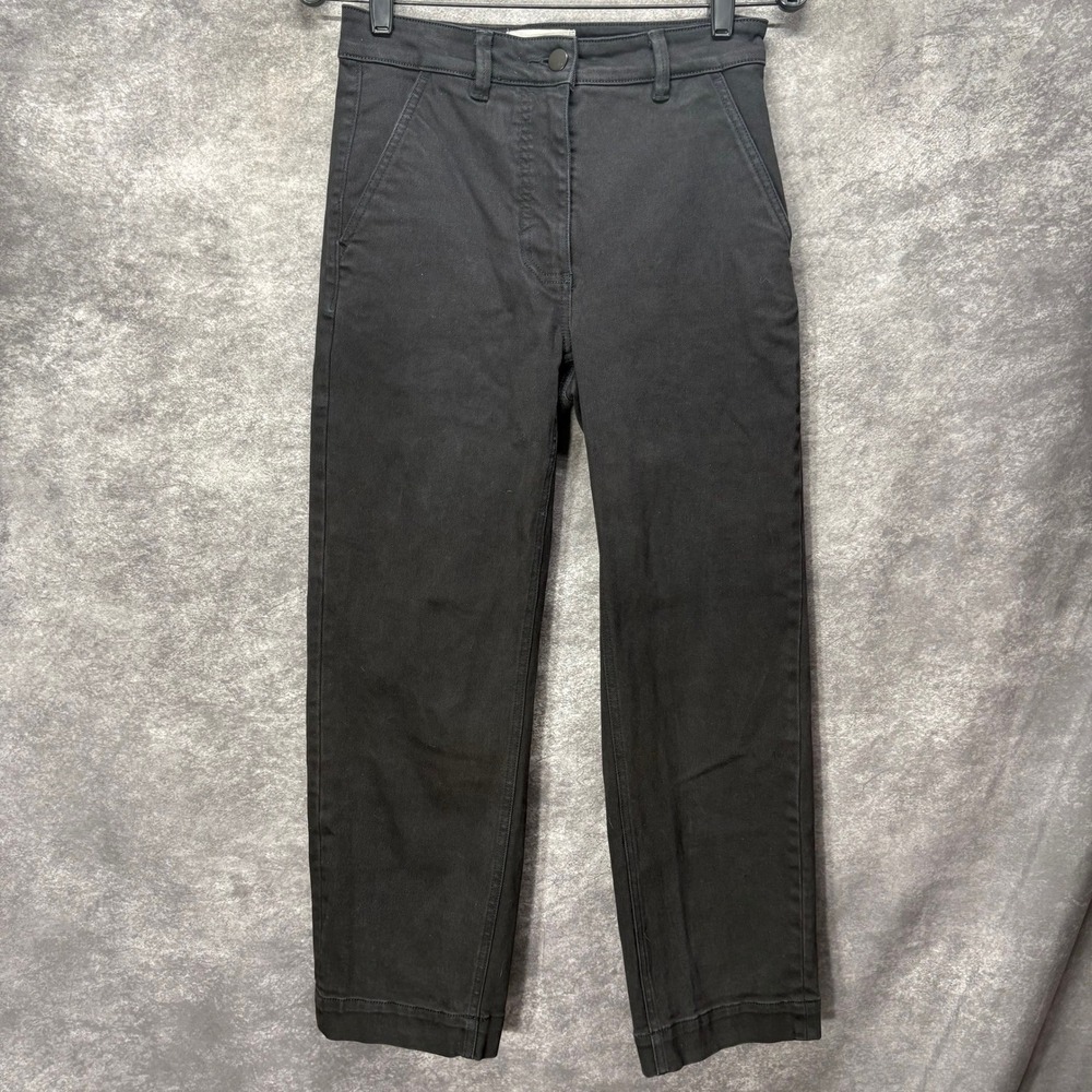 Everlane‎ Cropped Straight Leg Jeans Womens Size 2 Black Denim Mid Rise Preppy